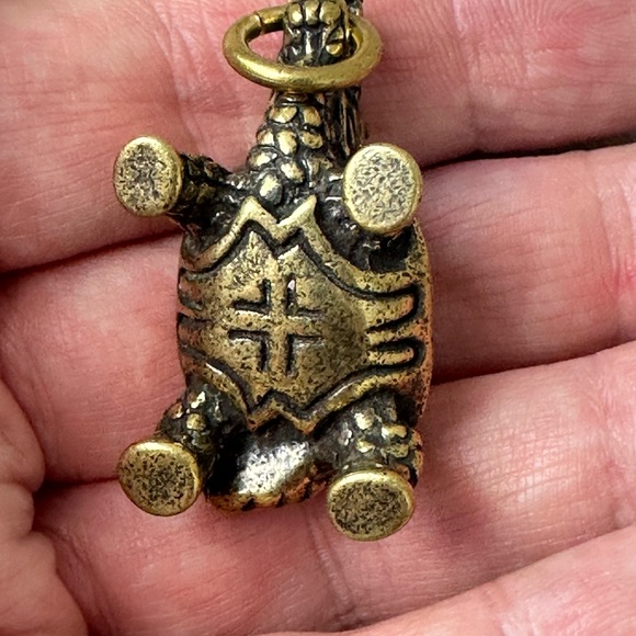 Solid Brass Handmade Turtle DIY Necklace Car Pendant Knife Beads Brass Lucky Tur - Picture 12 of 15